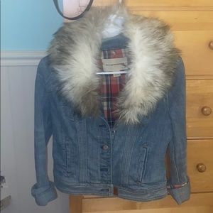 Denim Pilcro Anthropologie jacket w/detachable fur